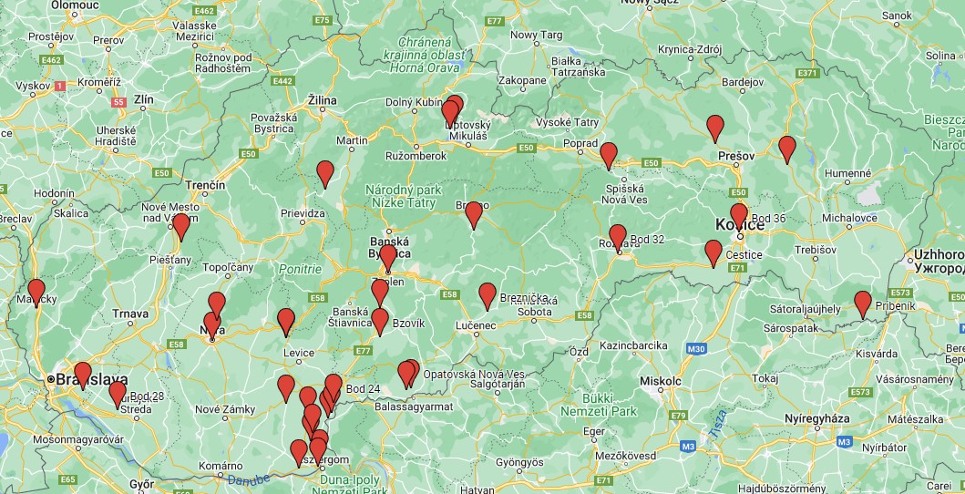 mapa kde sme rekonstruovali kostoly - 35 x